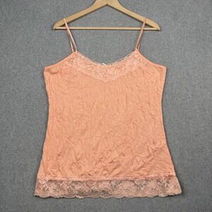 Maurices Tank Top Womens XL Pink Lace Trim Fairy Grunge Crinkle Camisole Y2K